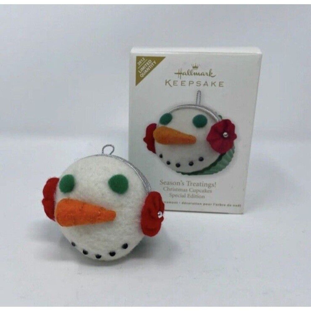 Hallmark Keepsake Ornament Season's Treatings Vintage Christmas Snowman Cupcake